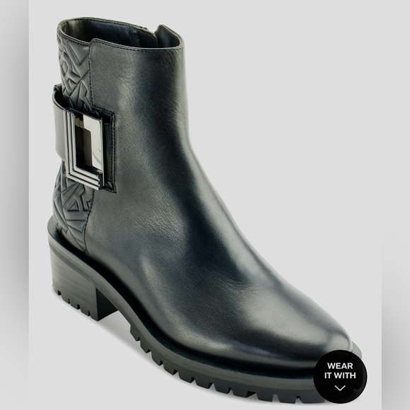 KARL LAGERFELD VARA BUCKLED BOOTS - Picture 1 of 4